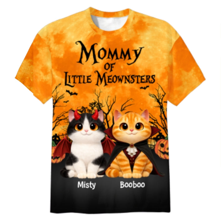 Halloween Theme Mommy Daddy Of The Meownsters Cats - Personalized Shirt - Halloween Gift For Cat Lovers