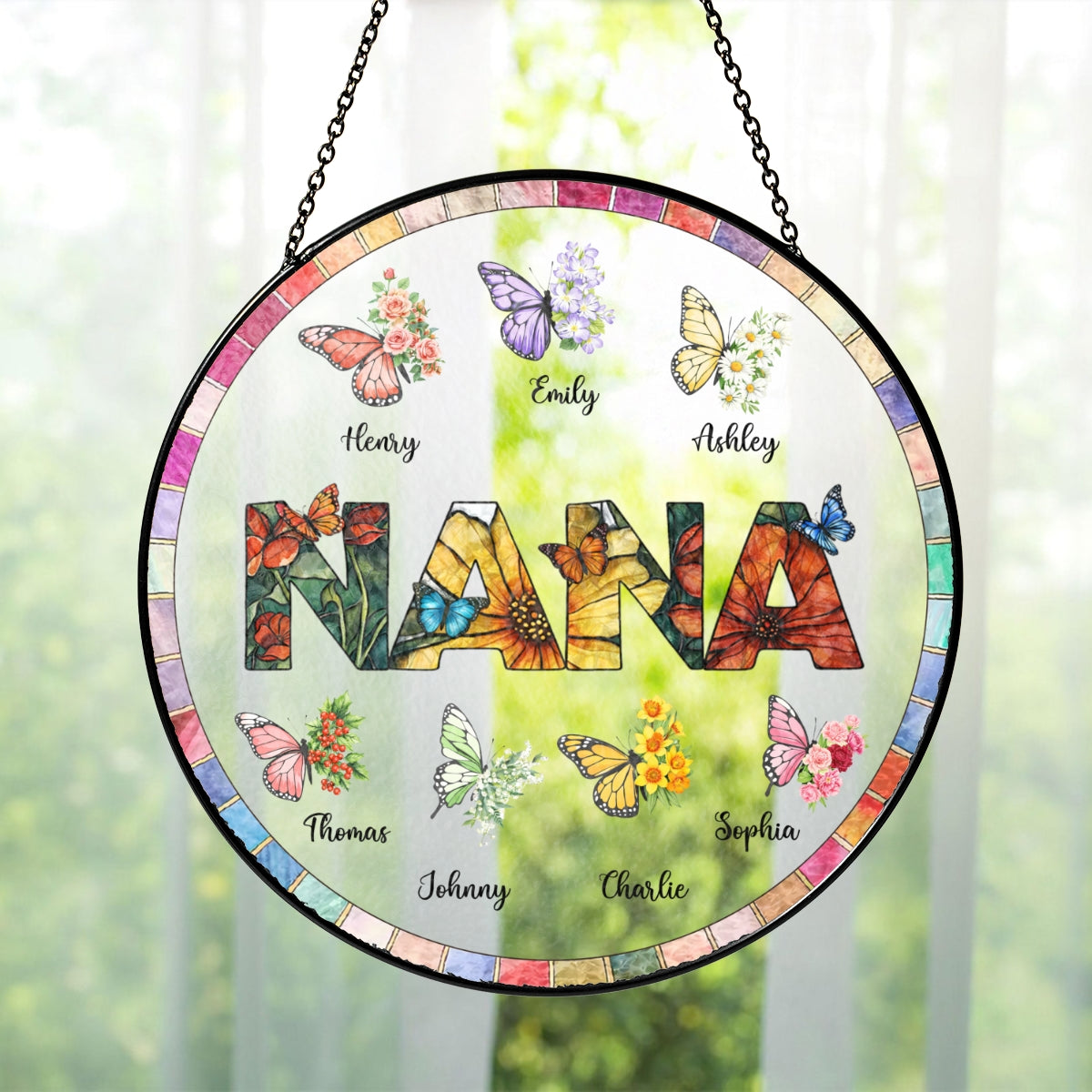 Grandma Butterfly with Grandkids' Names - Personalized Suncatcher - Mother's Day Gift for Mom, Grandma, Wife