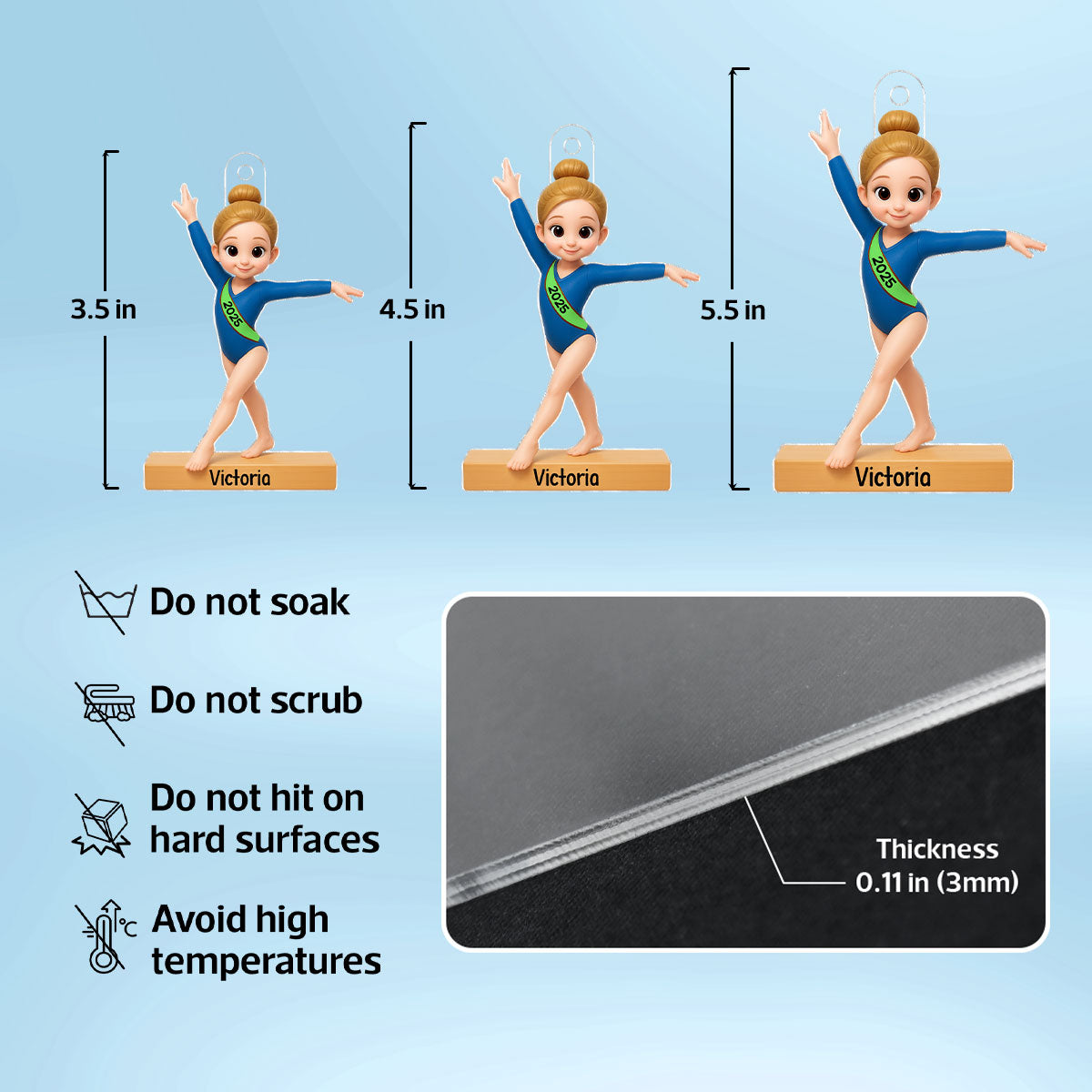 3D Effect Gymnastic Girl - Personalized Acrylic Ornament - Christmas Gift For Daughter Granddaughter