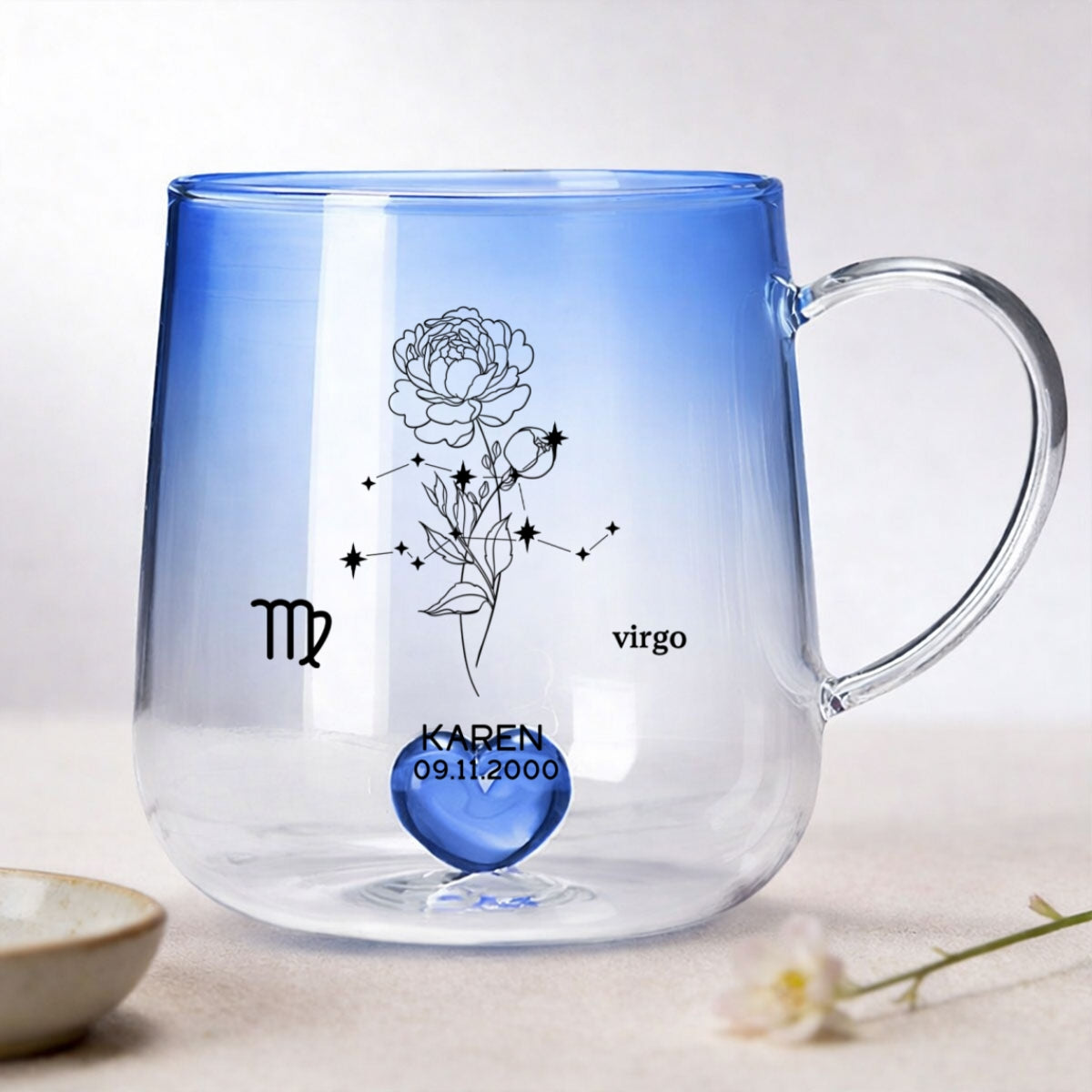 Custom Zodiac Birth Flower - Personalized Glass Mug - Sentimental Birthday Gift for Her