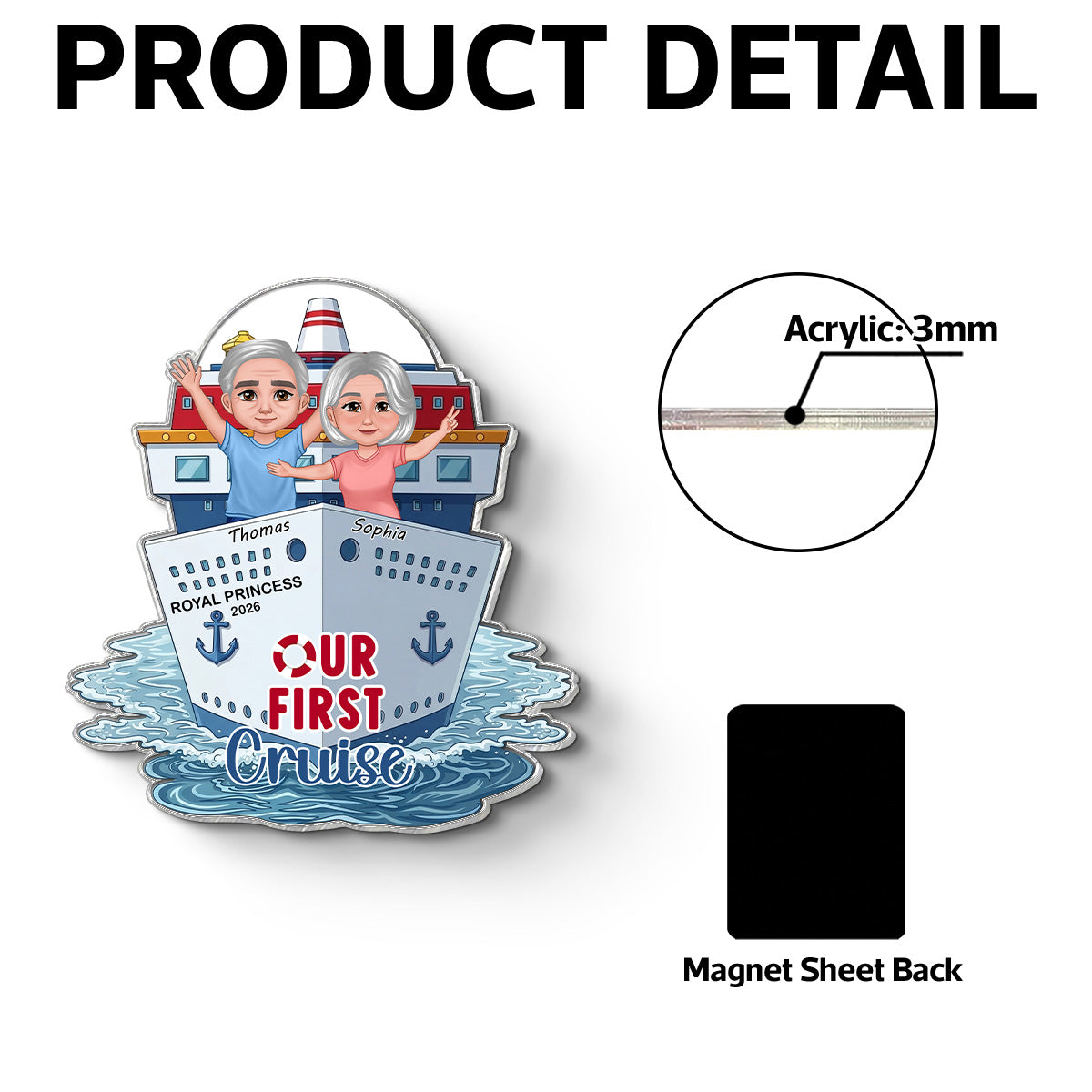 Our First Cruise Happy Couple - Personalized Cruise Ship Door Magnet - First Time Cruise Trip Keepsake
