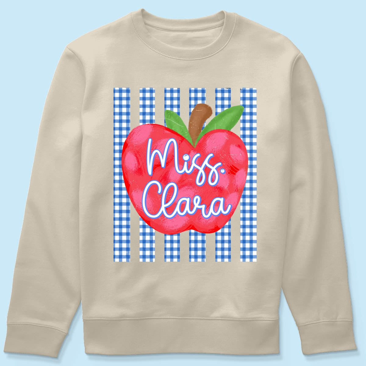 Striped Teacher Apple Custom Name - Personalized Shirt - Back To School Gift for Teachers