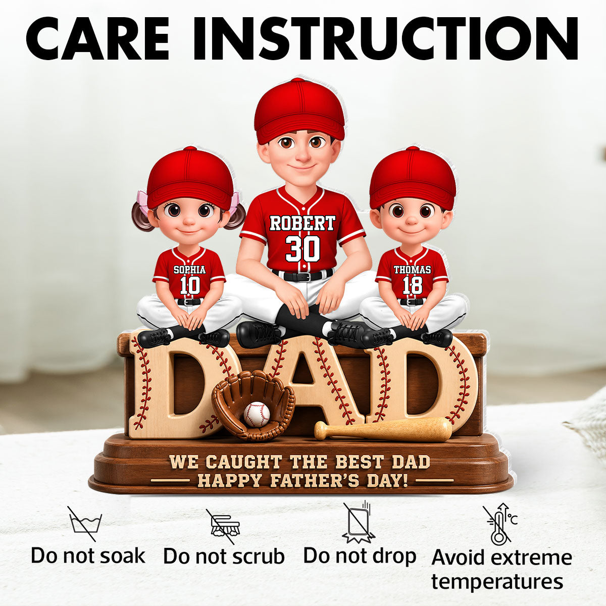 We Caught the Best Baseball Dad - Personalized Acrylic Block Plaque - Gift for Dad, Husband