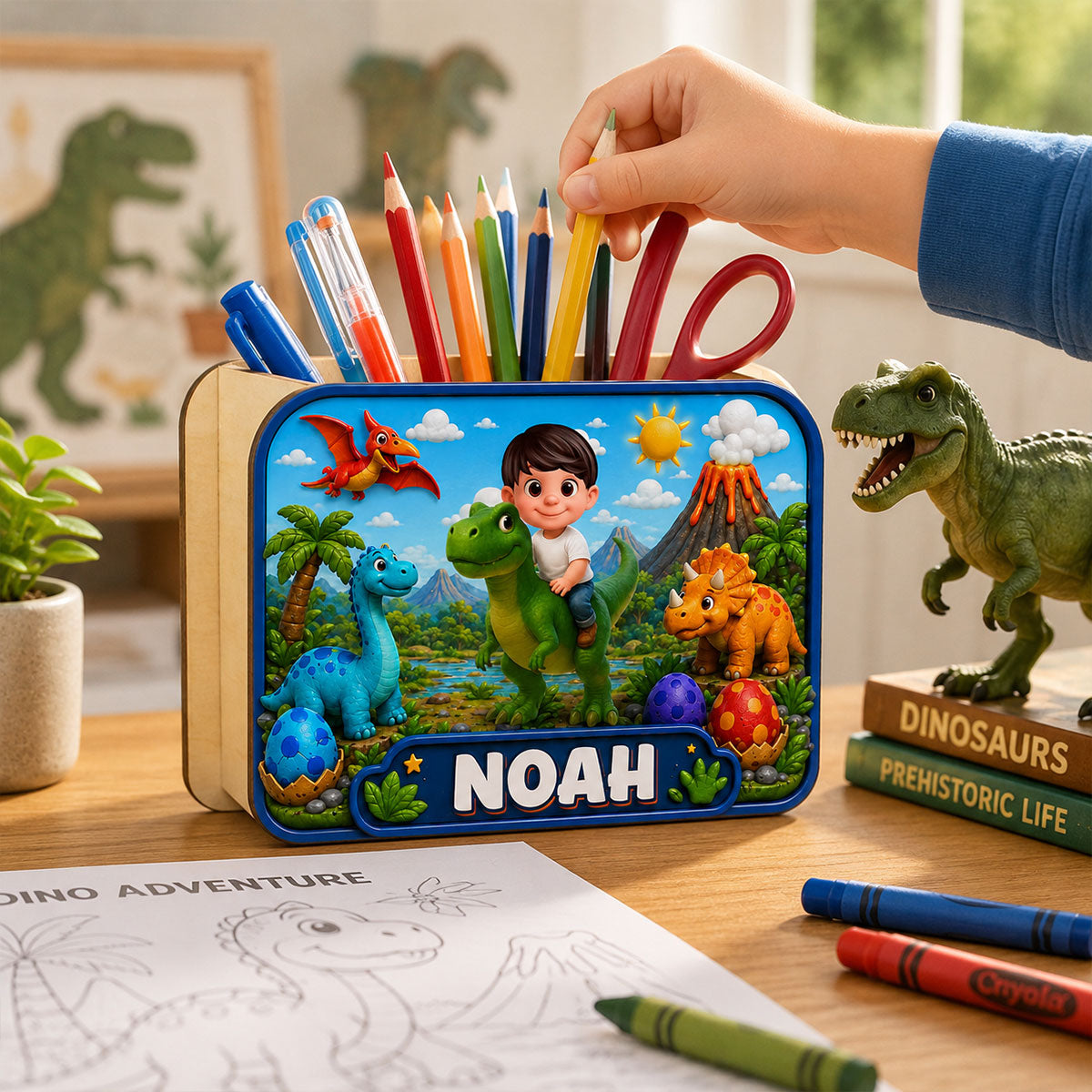 Trending Dinosaur Kid - Personalized Pencil Holder - Back To School Gift For Kid, Girl, Boy