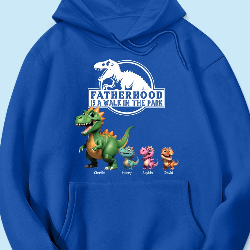 Fatherhood Is A Walk In The Park Cartoon Dinosaurs - Personalized Shirt - Father's Day Gift For Husband, Dad