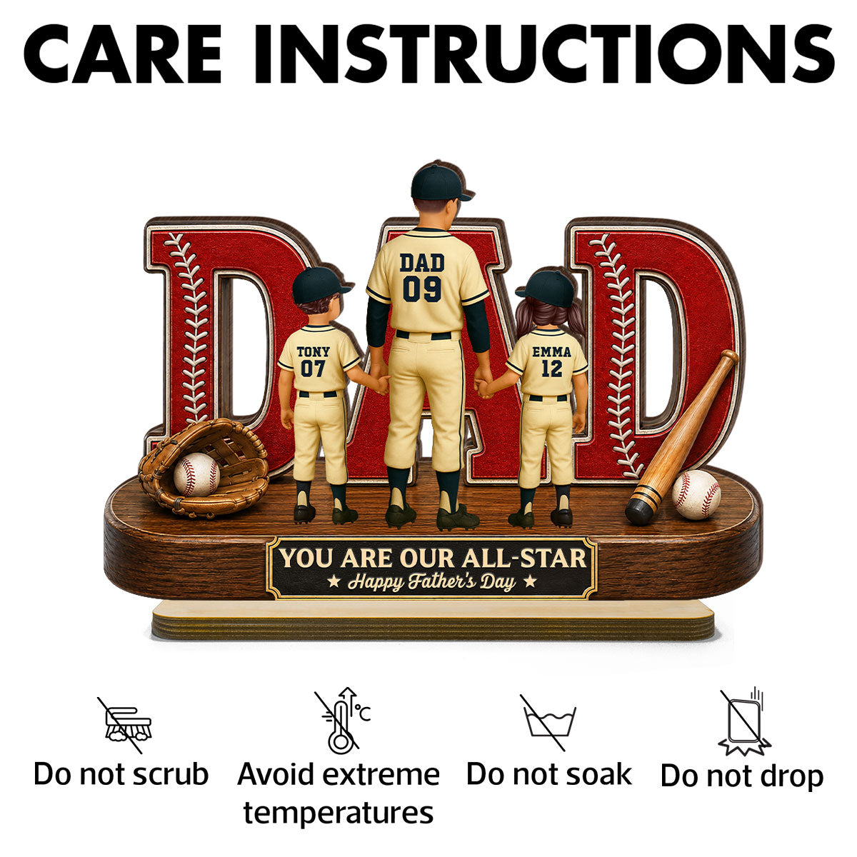 Baseball Dad Legend We Caught The Best Dad - Personalized 2-Layered Wooden Plaque - Gift For Dad