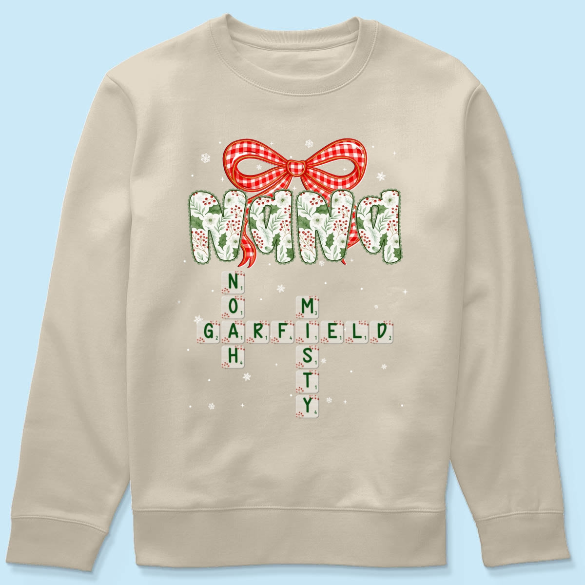 Grandma Coquette Floral Christmas Pattern Crossword Puzzle Art - Personalized Shirt