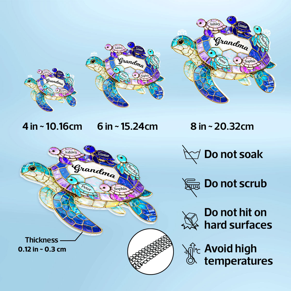 Mom Grandma Sea Turtle - Personalized Suncatcher Ornament - Mother's Day Gift for Her
