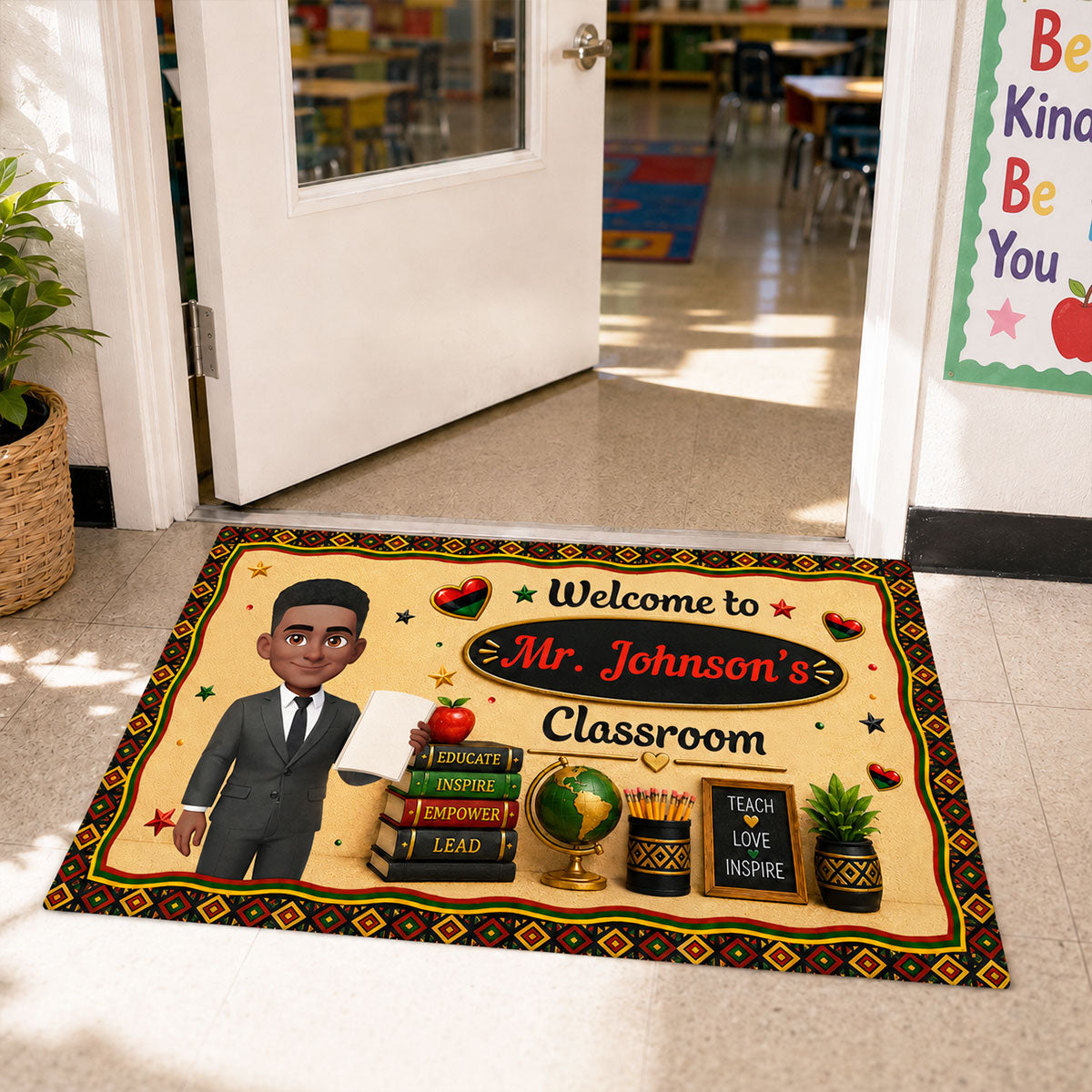 Proud African American Teacher - Personalized Doormat - Appreciation Gift For Teacher