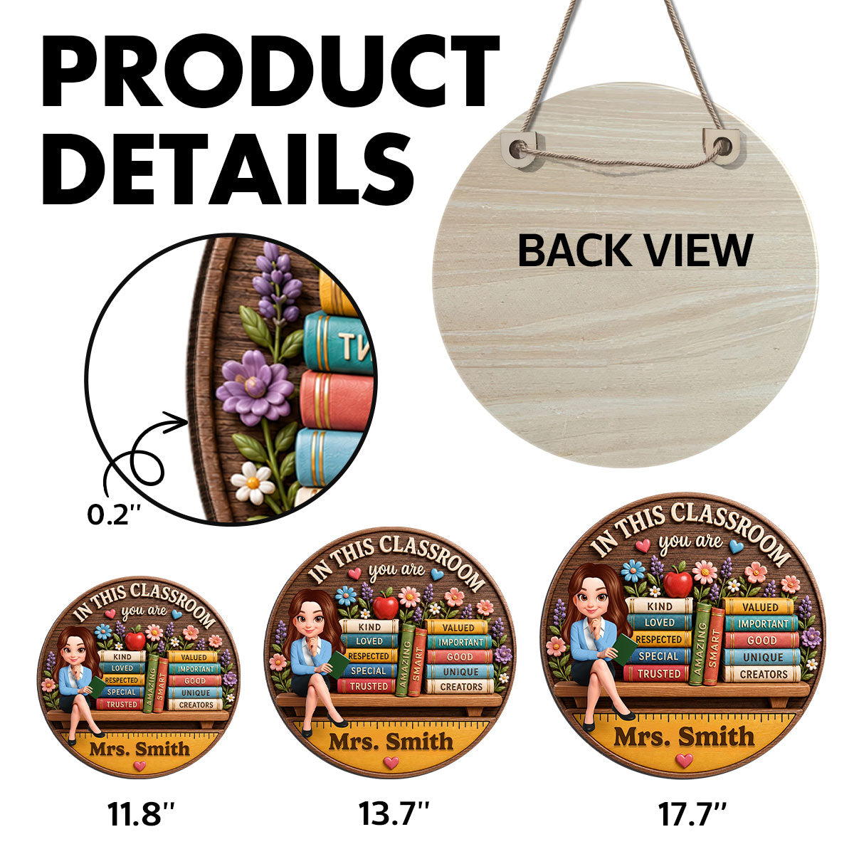 Custom Teacher in This Classroom - Personalized Wooden Door Sign - Teacher Wall Decor Sign, Back to School Gift for Teachers