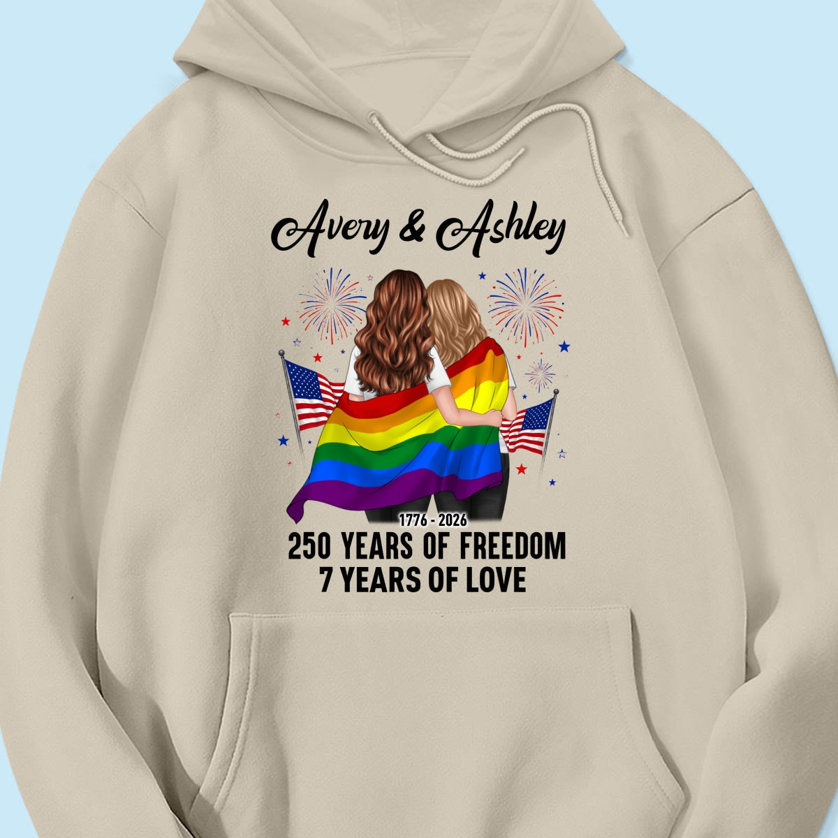 250 Years of Freedom LGBT Couple - Personalized Shirt - America 250th Anniversary