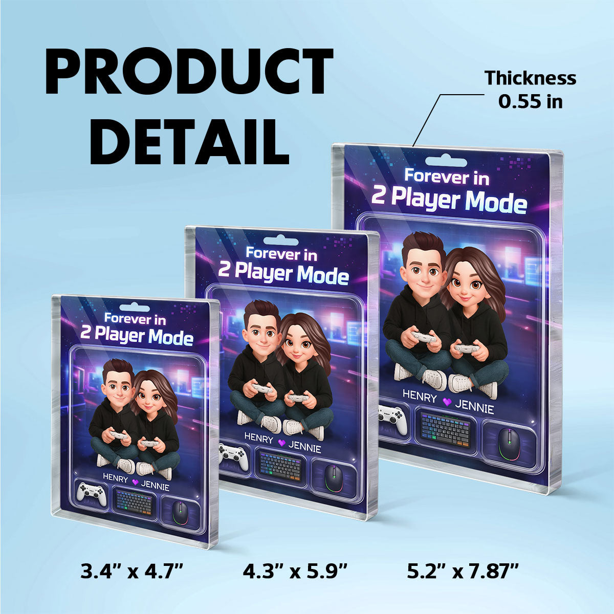 Forever In 2 Player Mode Gaming Couple - Personalized Acrylic Block Plaque - Heartfelt Valentine, Anniversary Gift For Gamers, For Him, For Her
