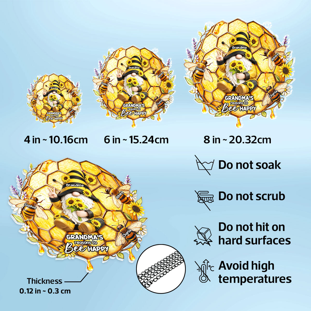 Grandma Grandkids Bee Happy - Personalized Suncatcher - Gift For Grandma