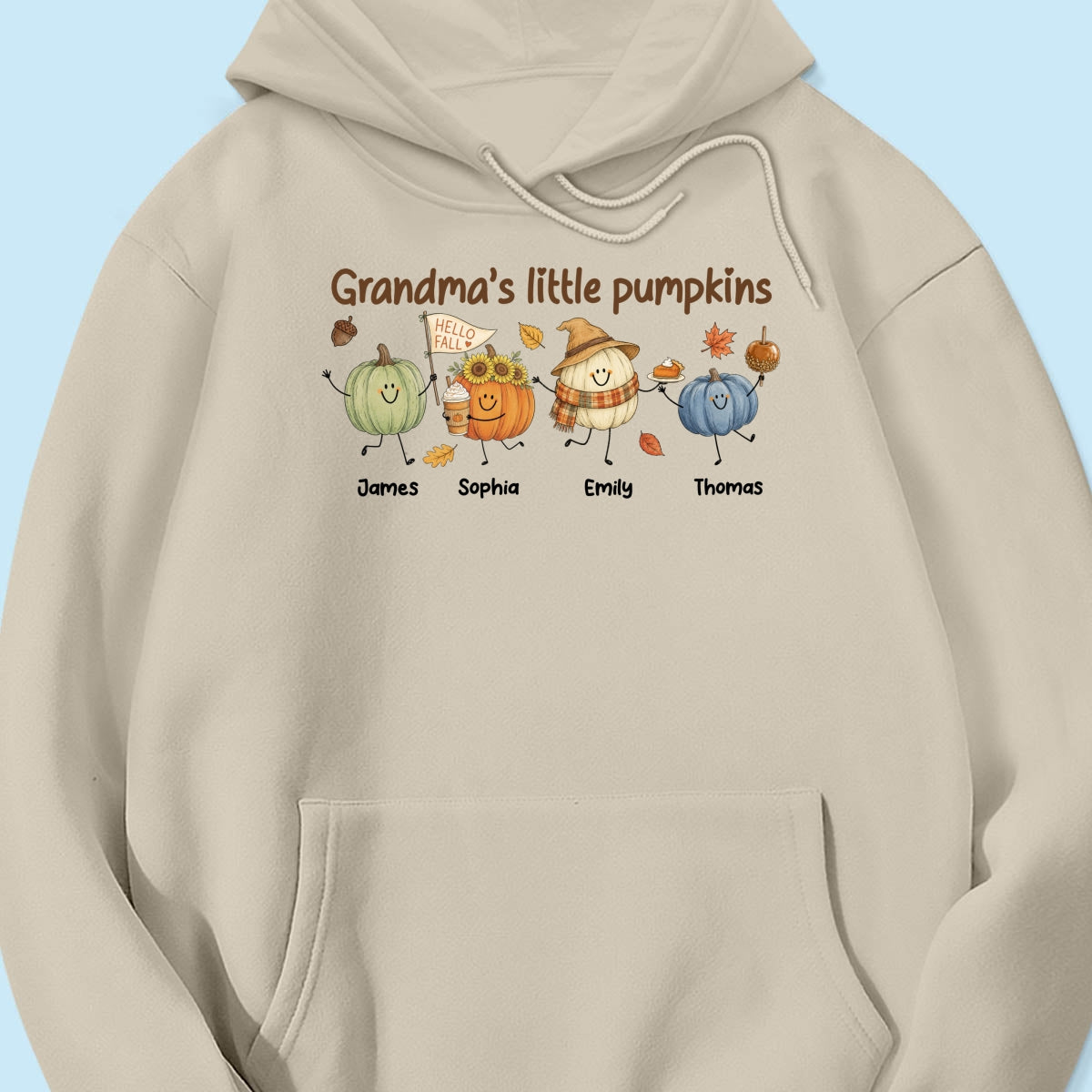 Grandma's Little Pumpkins Cute Characters - Personalized Shirt - Fall Season Shirt For Grandma, Mom