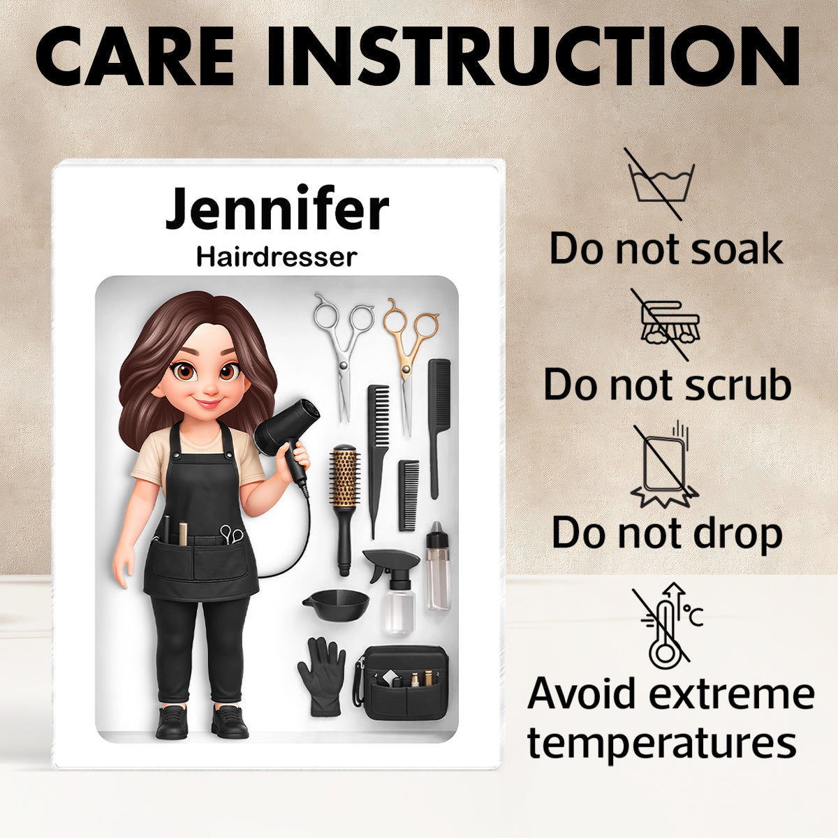 Hairdresser 3D Action Figure - Personalized Acrylic Block Plaque - Gift for Hairdressers