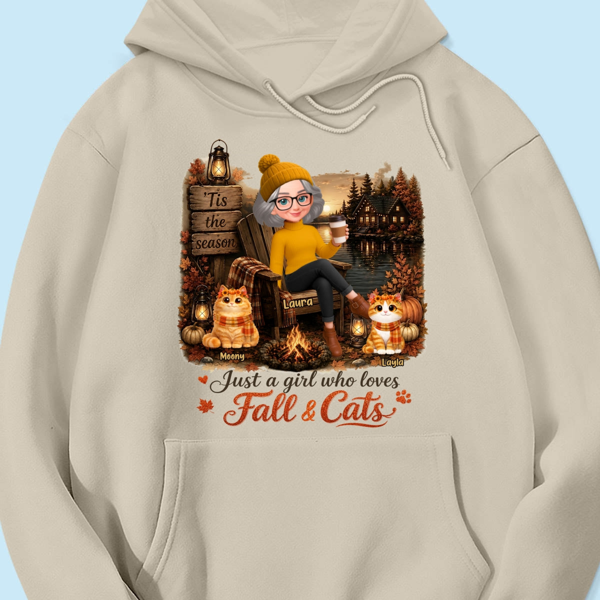 Just a Girl Who Loves Fall & Cats - Personalized Shirt - Cozy Fall Tee for Cat Moms