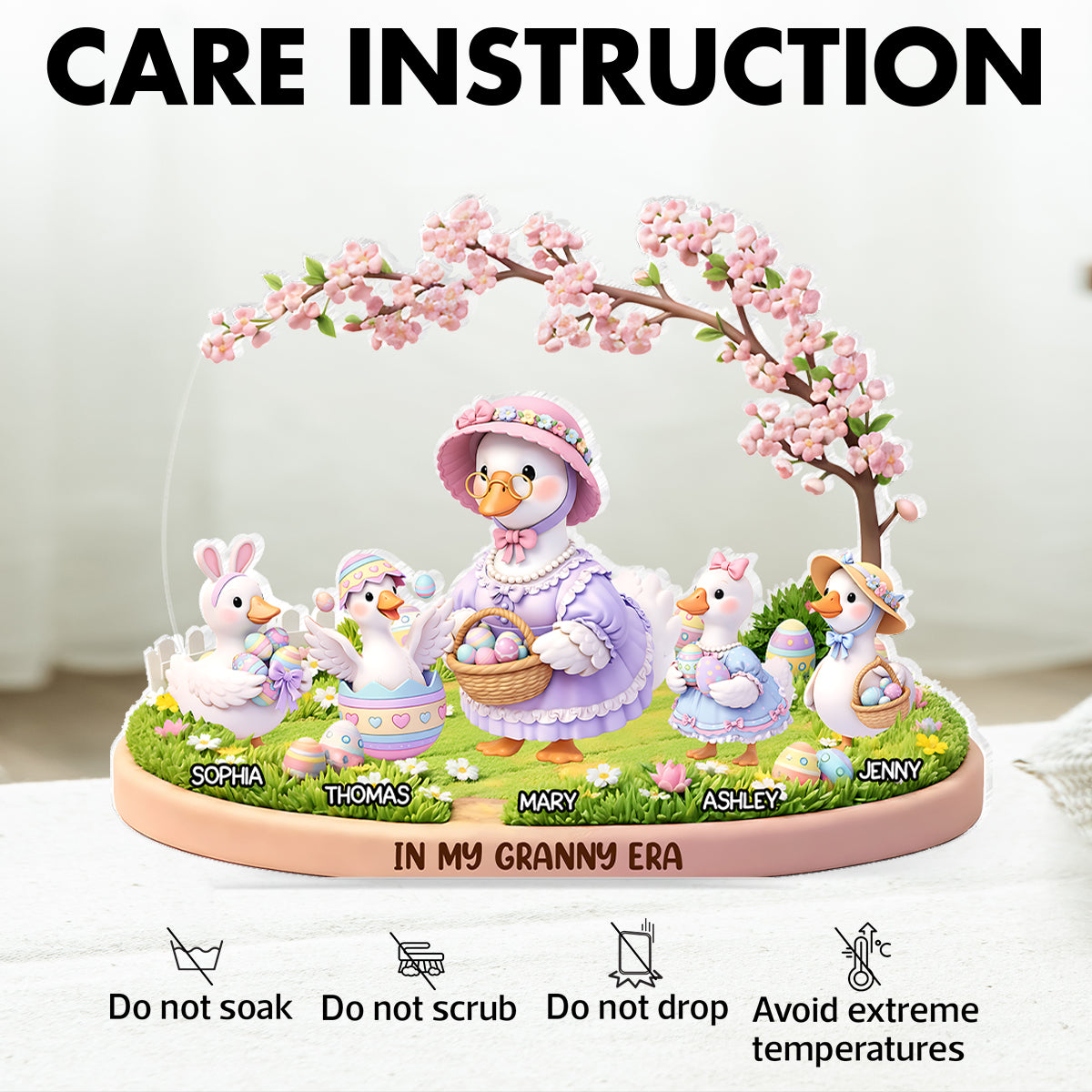 The Egg-cellent Grandkids In Granny Era - Personalized Acrylic Block Plaque - Easter Decor Gift For Grandma