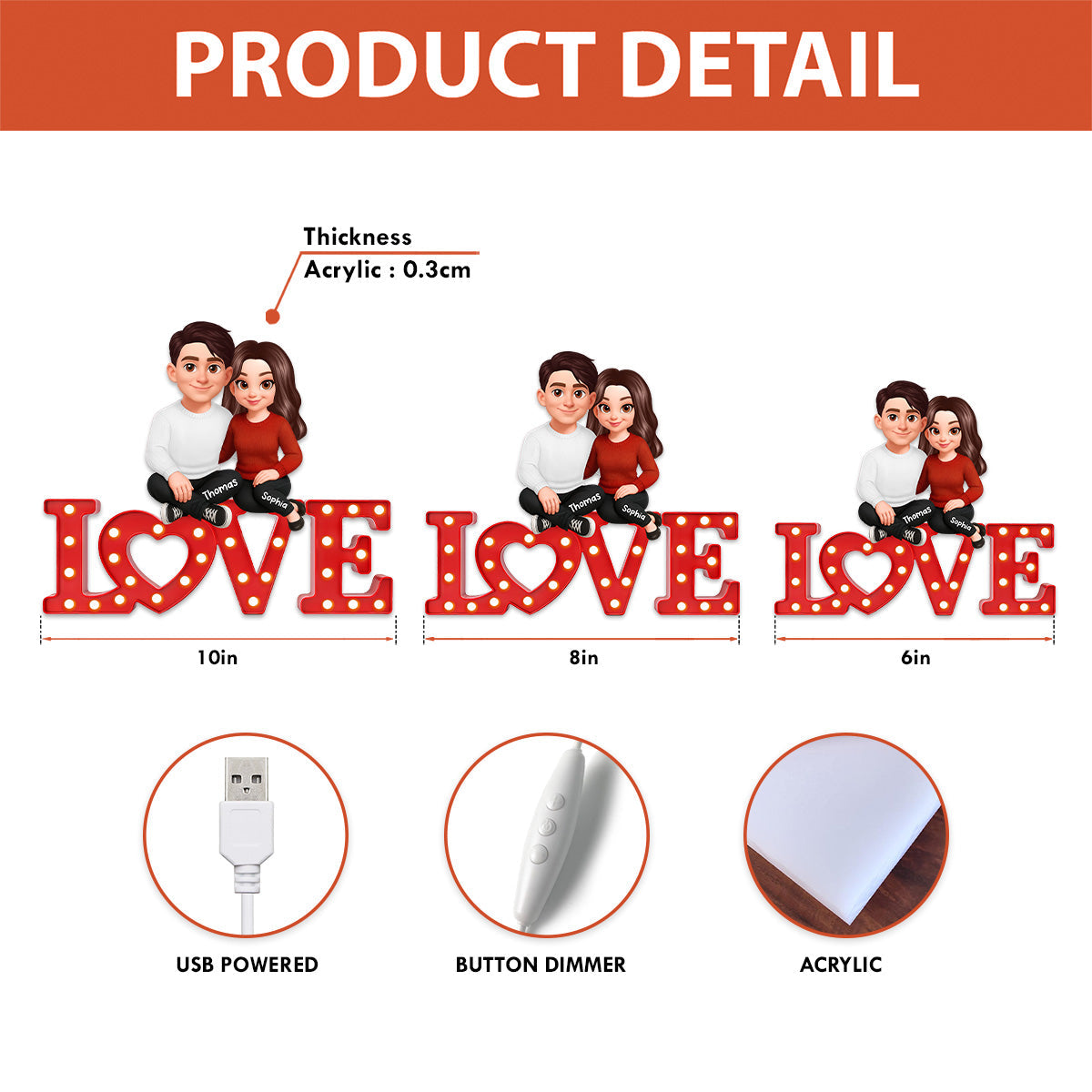 Forever LOVE Couple Sitting Embracing - Personalized Light Box - Valentine's Day Gift For Couple, For Him, For Her