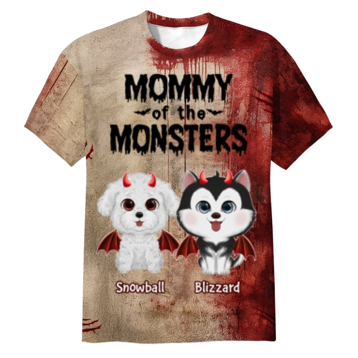 Halloween Theme Mommy Daddy Of The Monsters Dogs - Personalized Shirt - Halloween Gift For Dog Lovers