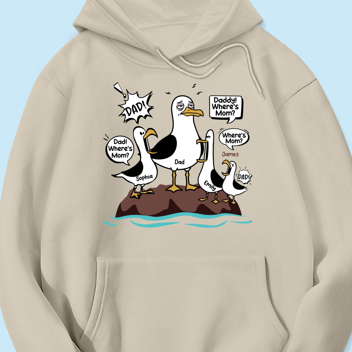 Where's Mom Funny Seagulls & Tired Dad - Personalized Shirt - Funny Father's Day Gift For Dad, Husband