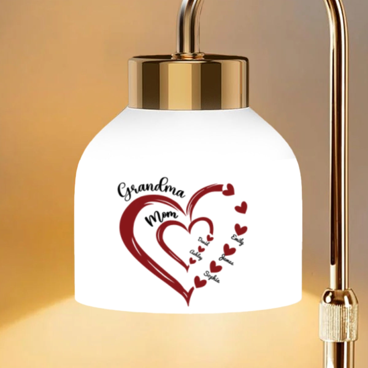 Grandma Mom Heart Custom Kids Names - Personalized Candle Warmer Lamp - Gift For Grandma, Mom