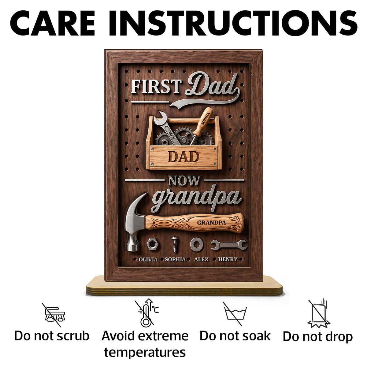 First Dad Now Grandpa Tool Box - Personalized 2-Layered Wooden Plaque - Heartfelt Gift For Dad, Grandpa, Husband
