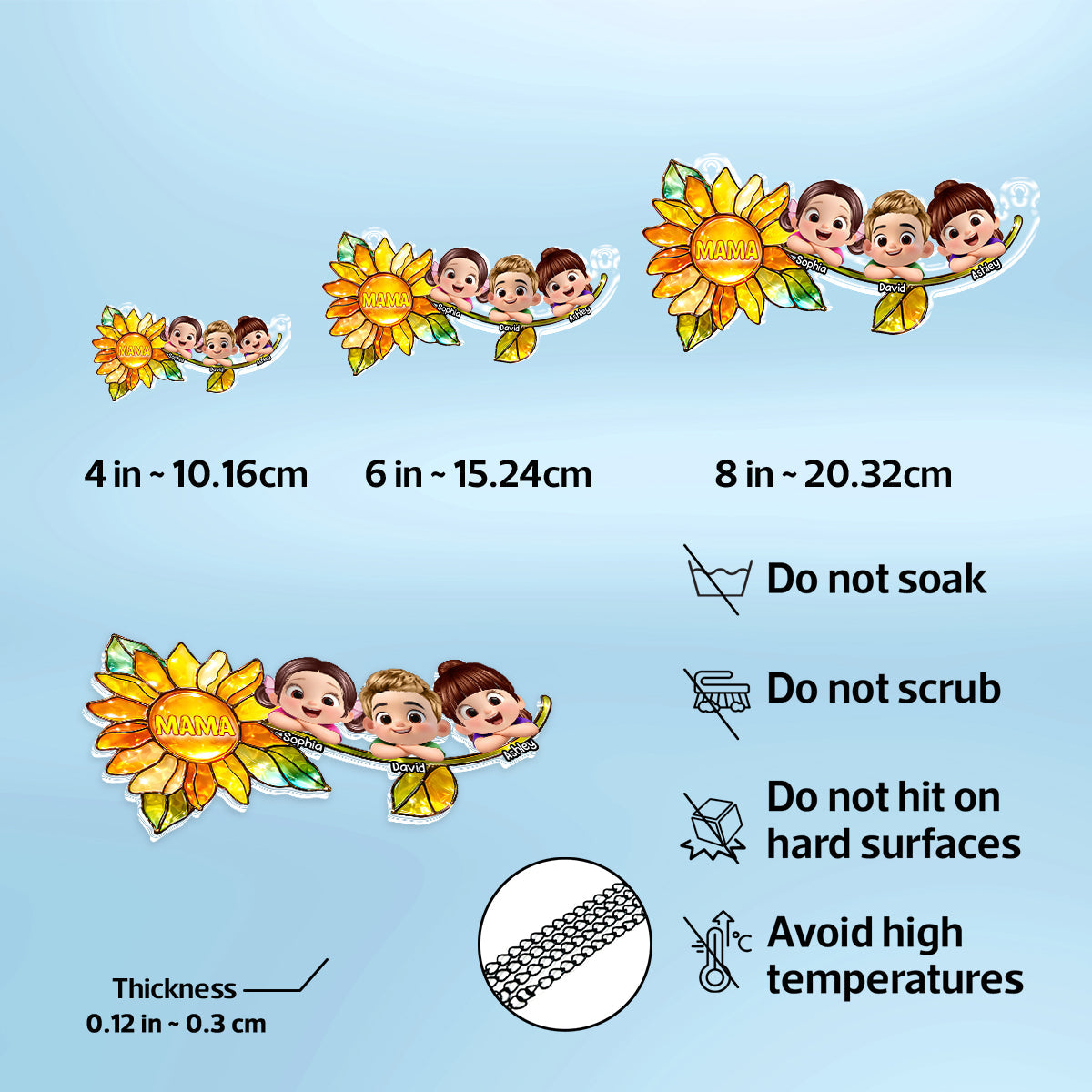 Grandkids Children Sunflower - Personalized Suncatcher - Heartfelt Mother's Day Gift for Grandma, Mom, Wife