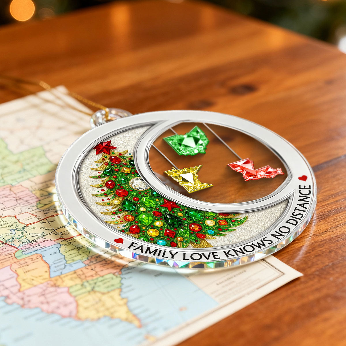 3D Crystal Effect Long Distance Family Love Knows No Distance - Personalized Acrylic Ornament