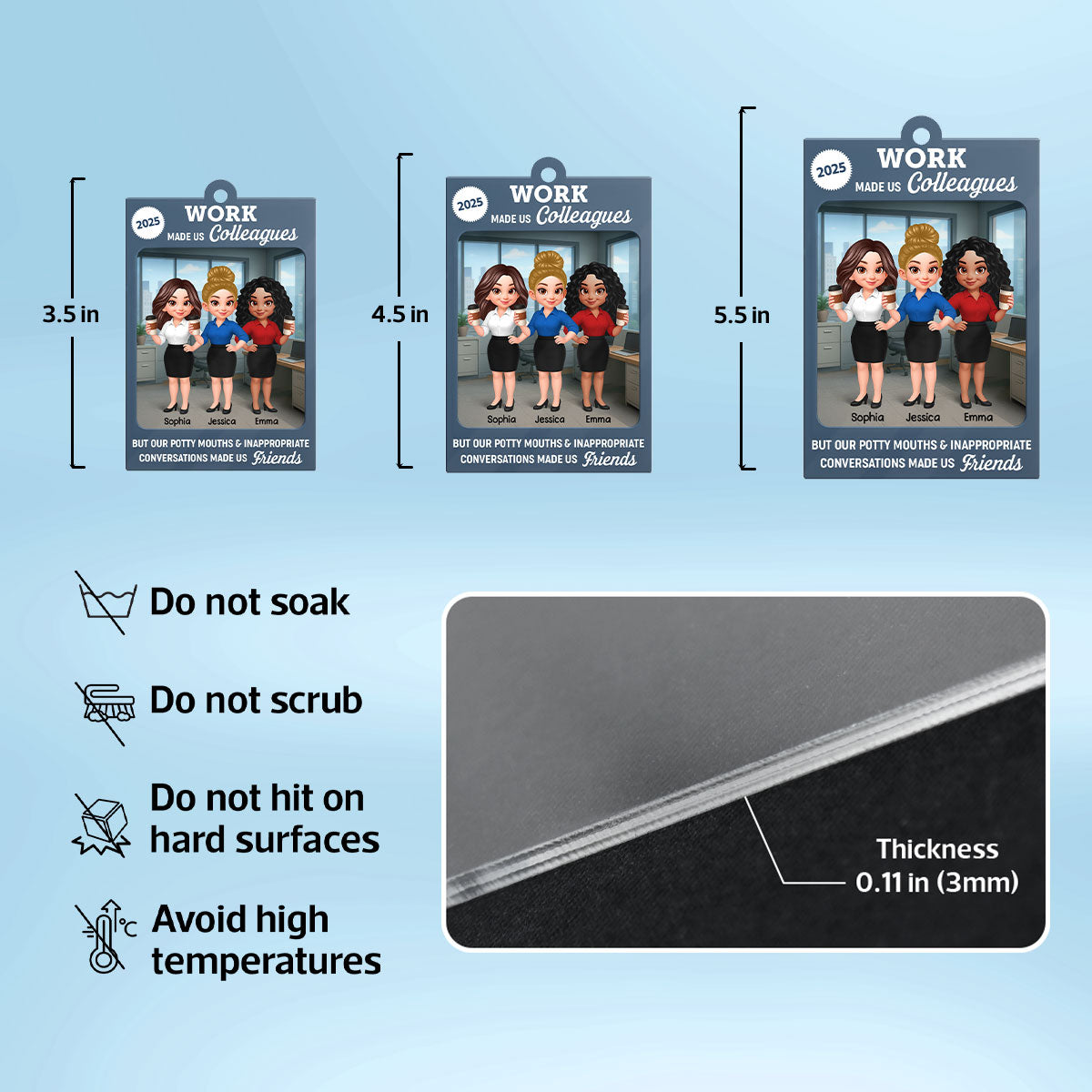 Work Besties Action Figure Toy Box 3D Effect - Personalized Acrylic Ornament - Christmas gift For Coworkers Colleagues