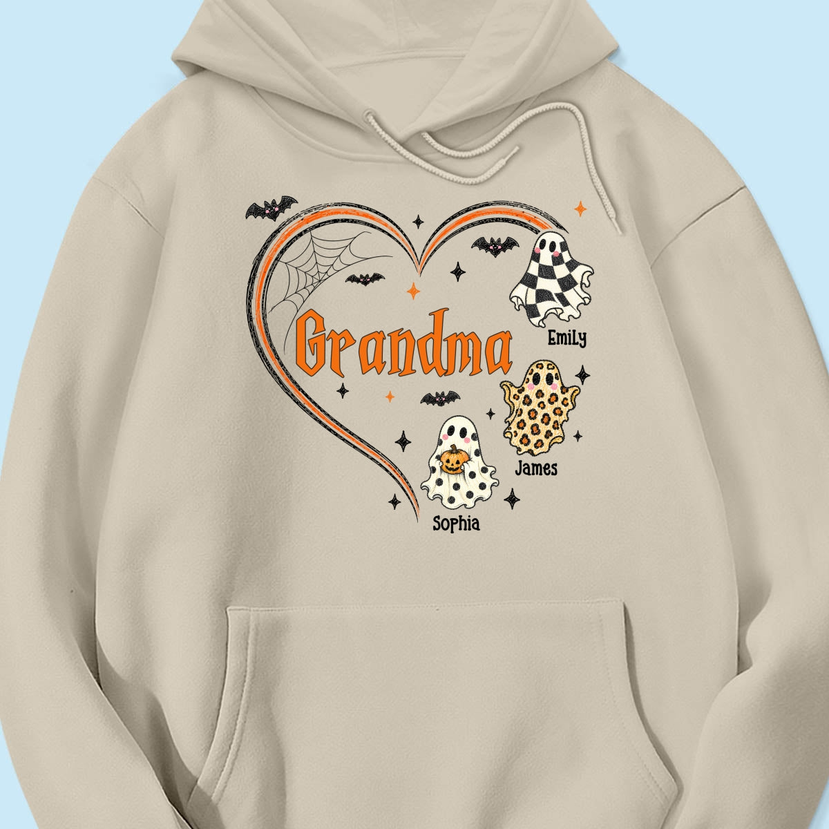 Grandma's Boo Crew Heart Checkered Leopard Polka Dot Ghosts - Personalized Shirt - Perfect Halloween Costume for Grandma