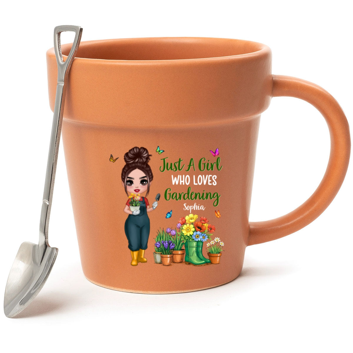 Just A Girl Who Loves Gardening - Personalized Plant Pot Ceramic Mug - Gift For Gardening Lovers