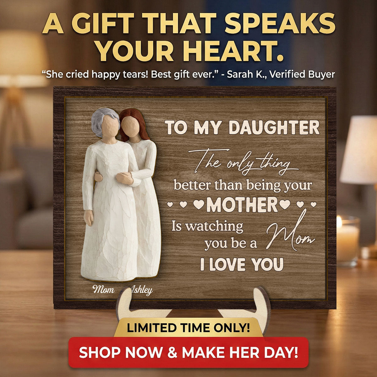 To My Daughter Watching You Be A Mom - Personalized 2-Layered Wooden Plaque - Mother's Day Gift For Daughter From Mom