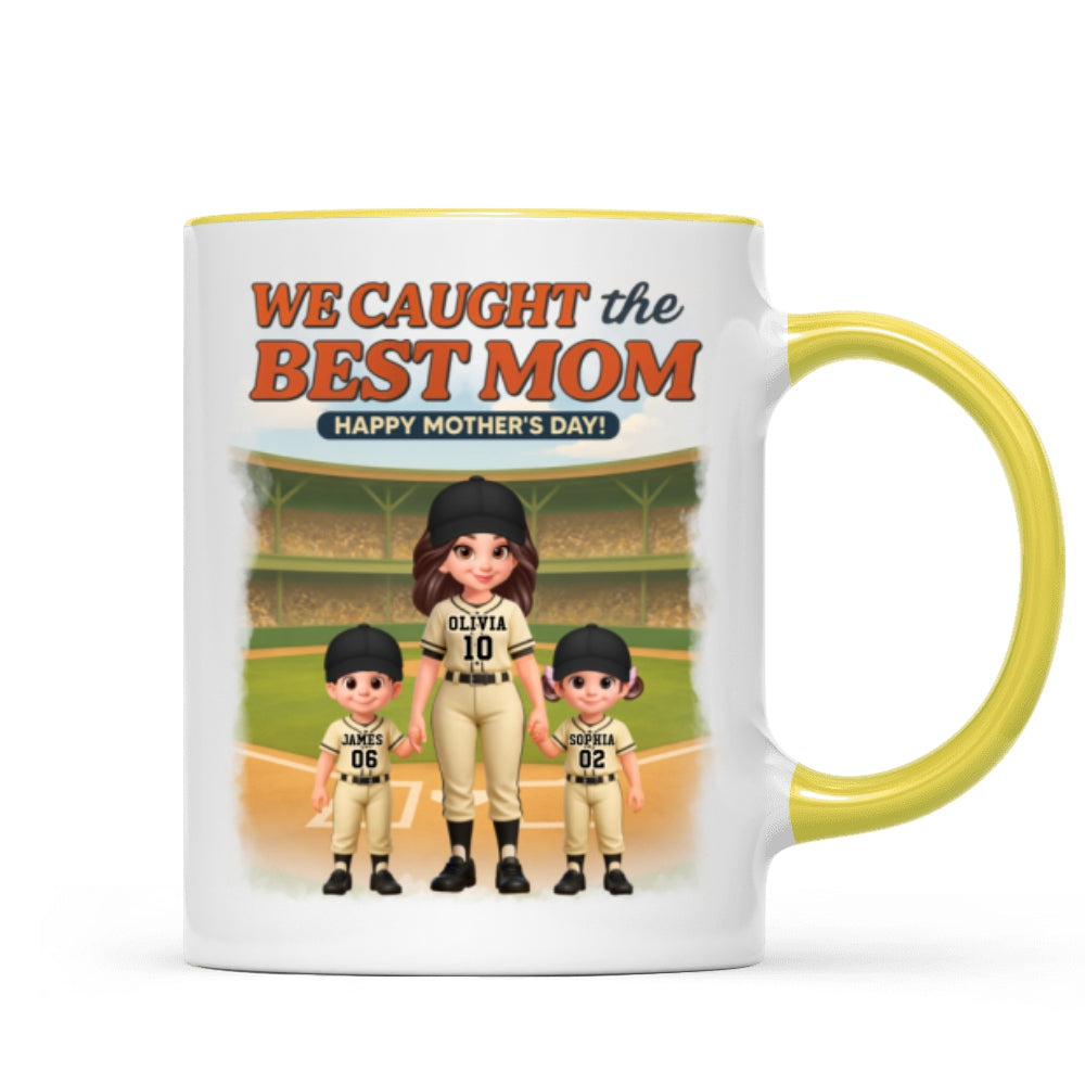 Baseball We Caught The Best Mom - Personalized Mug - Mother's Day Gift For Baseball Mom