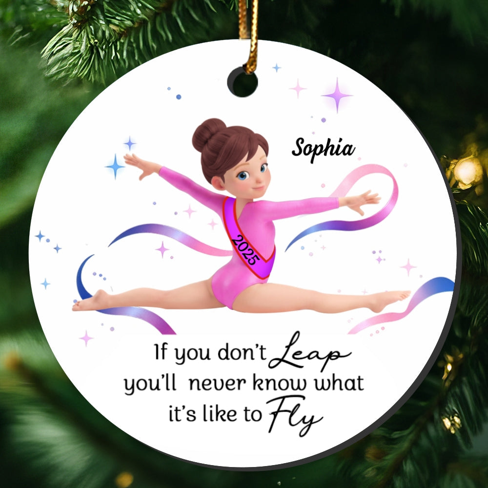 What It's Like To Fly Front Split Gymnastic Girl - Personalized Ceramic Ornament - Gymnast Gift For Daughter, Granddaughter