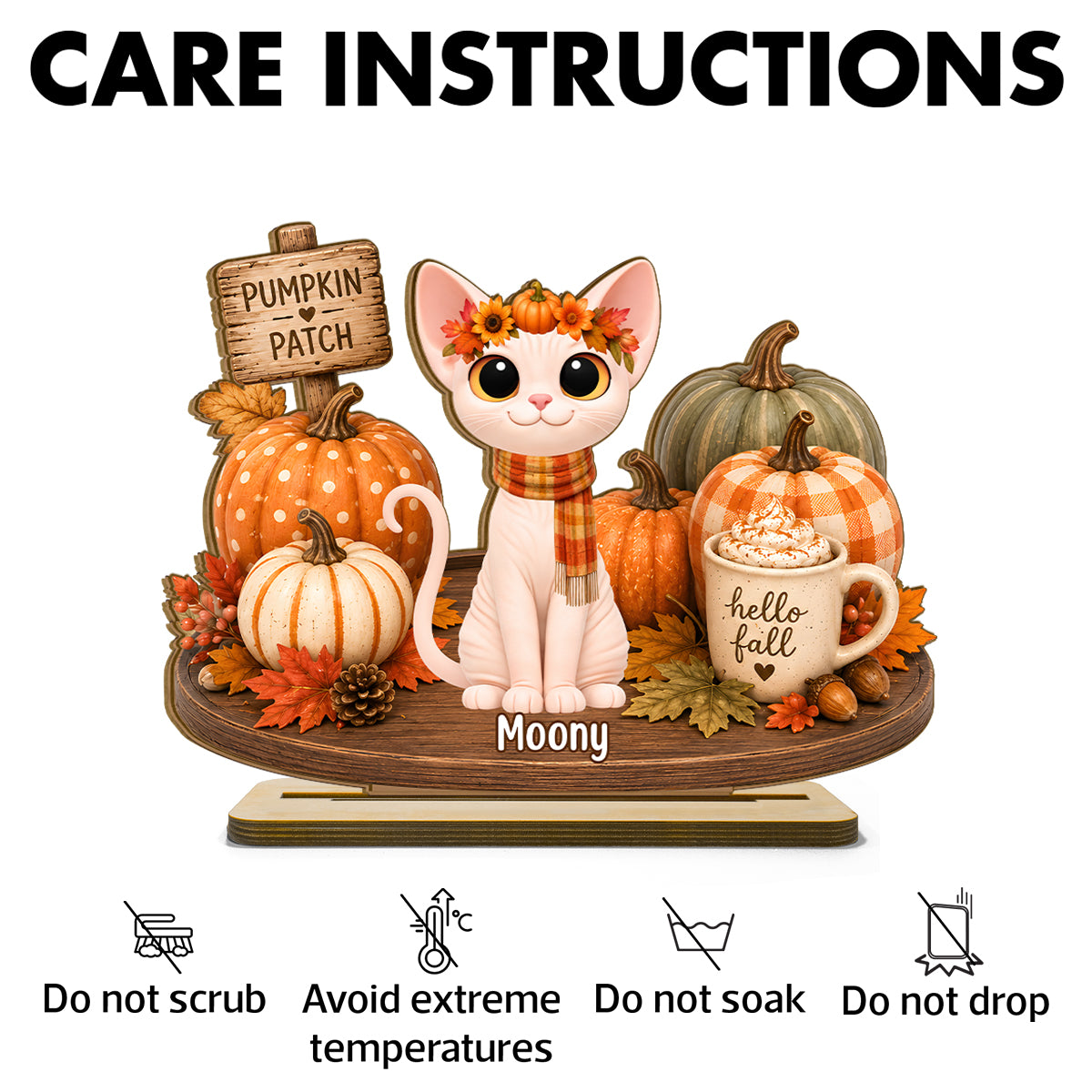 Halloween Cats Pumpkin Patch - Personalized 2-Layered Wooden Plaque - Fall Decor for Cat Lovers