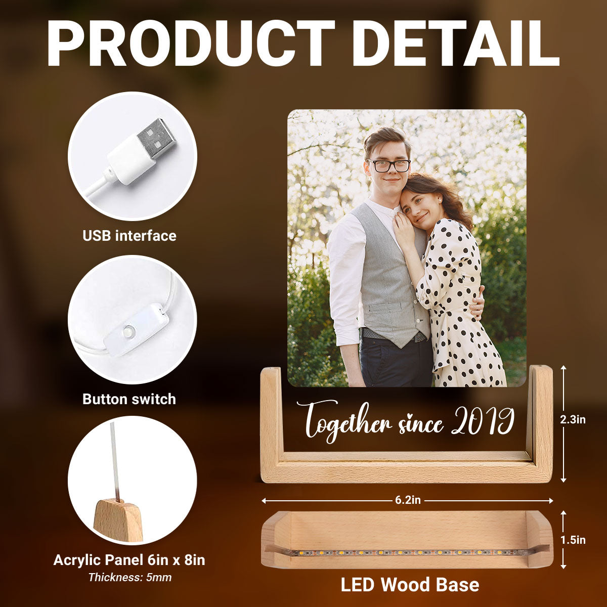 Custom Photo Night Light You Make My Heart Smile - Personalized LED Night Light - Sentimental Gift for him, for her