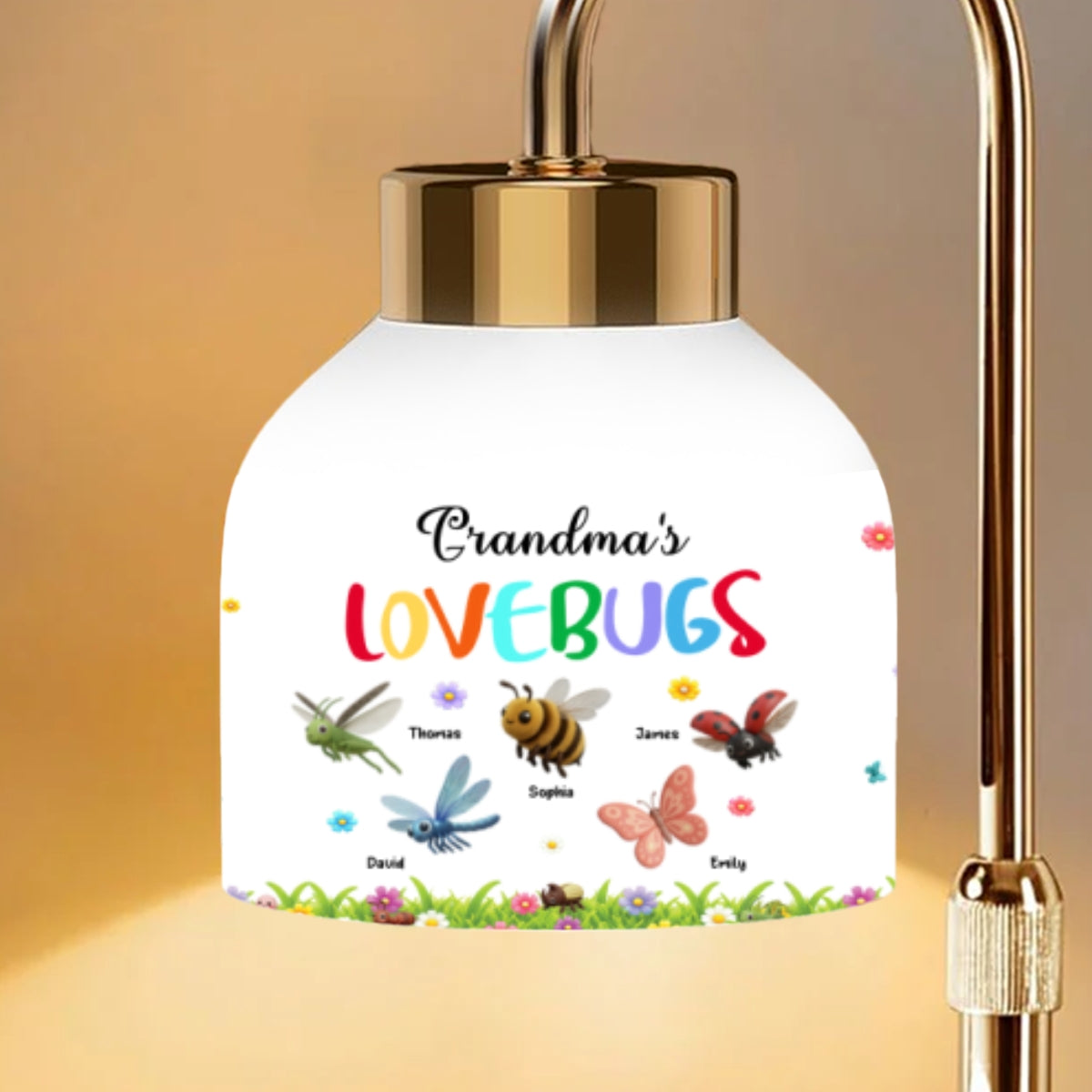 Grandma's Love Bugs Custom Grandkids Name - Personalized Candle Warmer Lamp - Mother's Day Gift For Grandma, Mom