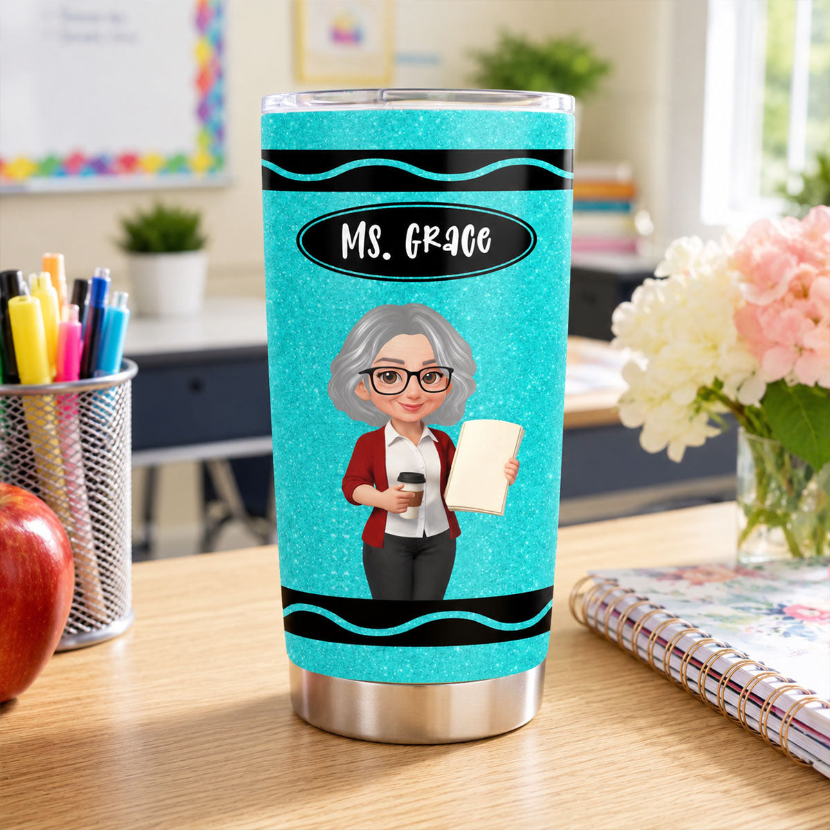 Teacher Crayon - Personalized Tumbler - Back To School Gift For Teachers