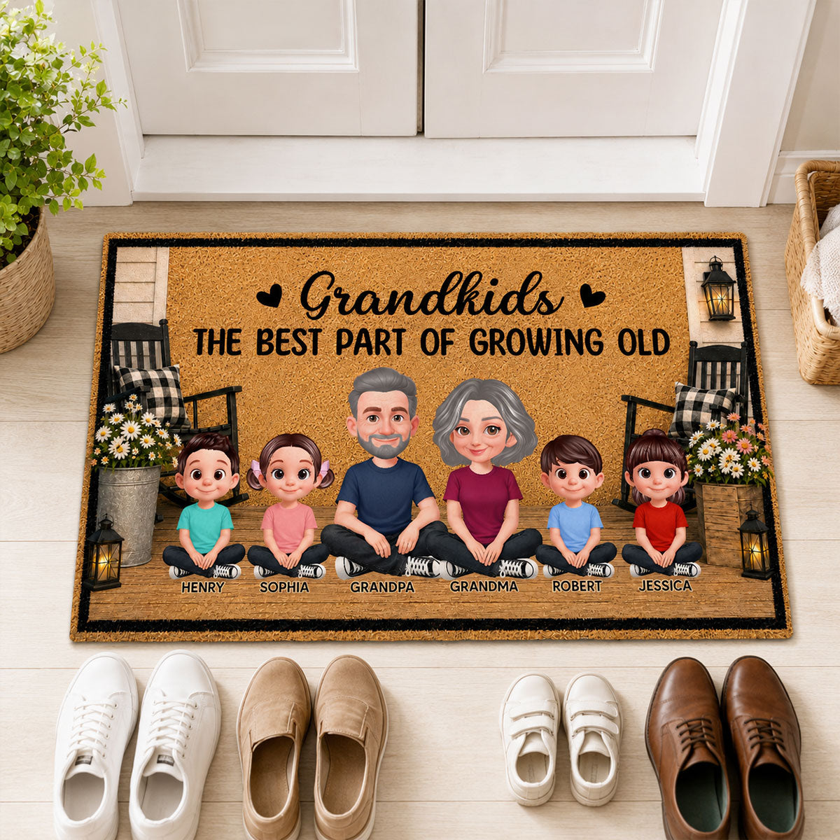 Grandpa Grandma House Porch Grandkids Best Part Of Growing Old - Personalized Doormat - Gift For Grandparents, Spring Summer Decoration