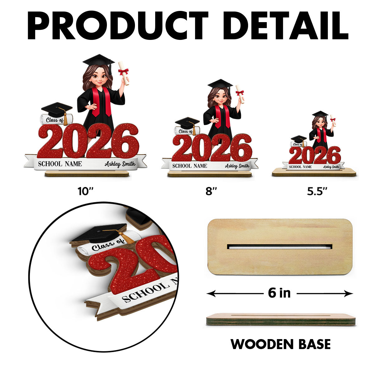 Class Of 2026 3D Effect Senior - Personalized 2-Layered Wooden Plaque - Graduation Gift For Seniors, Daughter, Son, Grandkids