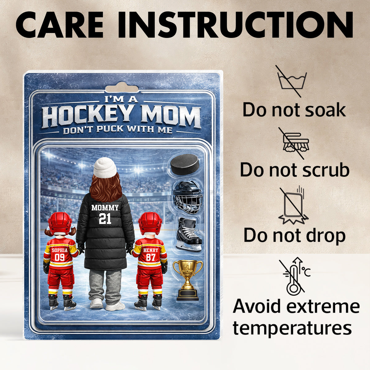 I'm A Hockey Mom Don't Puck With Me Action Figure - Personalized Acrylic Block Plaque - Gift For Hockey Mom
