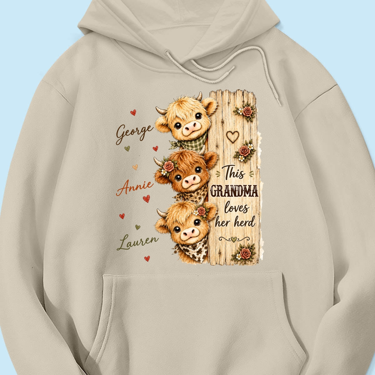 This Grandma Loves Her Herd Highland Cow - Personalized Shirt - Cozy Fall Shirt for Grandma