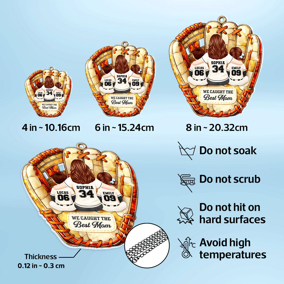 We Caught The Best Mom Baseball - Personalized Suncatcher - Gift For Baseball Mom