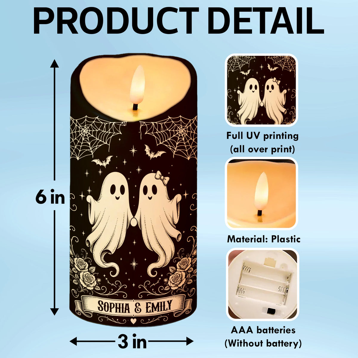 Ghoul Besties Forever Until We Die - Personalized LED Candle - Funny Work Bestie Gift, Halloween Keepsake For Best Friends