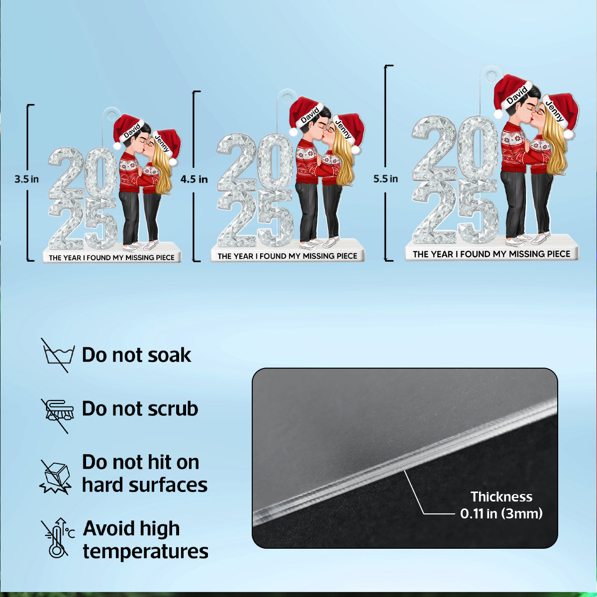 3D Shining Effect Couple Together Since - Personalized Acrylic Ornament - Heartwarming Christmas Gift For Him, For Her, For Couple