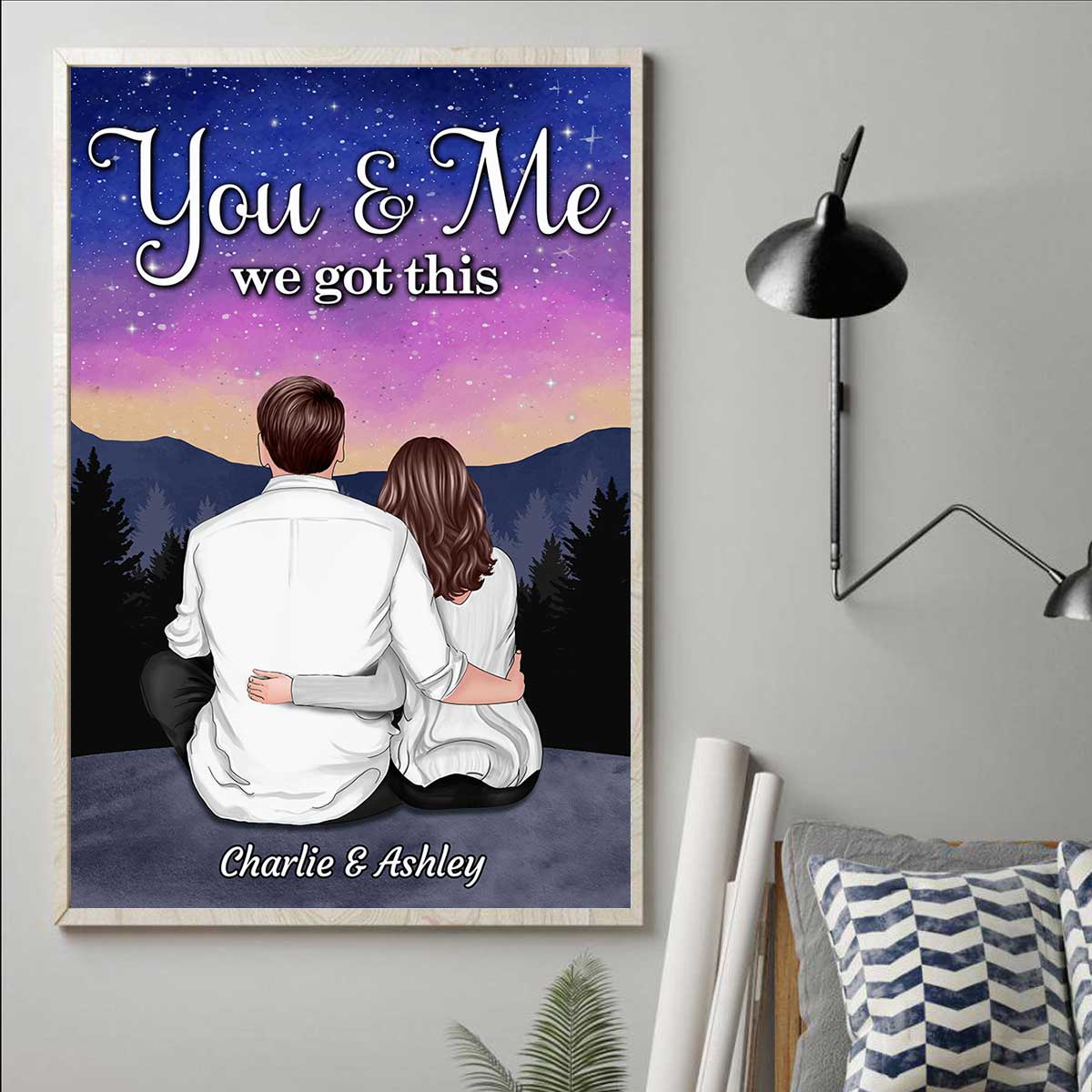 Galaxy Night Favorite Place Is Next To You Couple Sitting Back View Personalized Poster