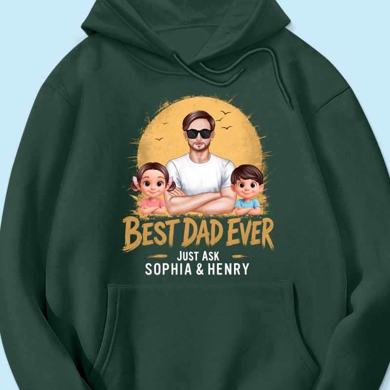 Best Dad Ever Dad And Kids Retro Vintage Style - Personalized Shirt - Father's Day Gift for Dad, Husband