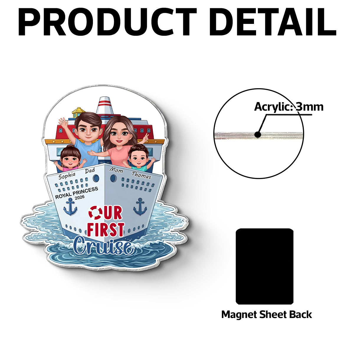 Our First Cruise Happy Family - Personalized Cruise Ship Door Magnet - First Time Cruise Trip Keepsake