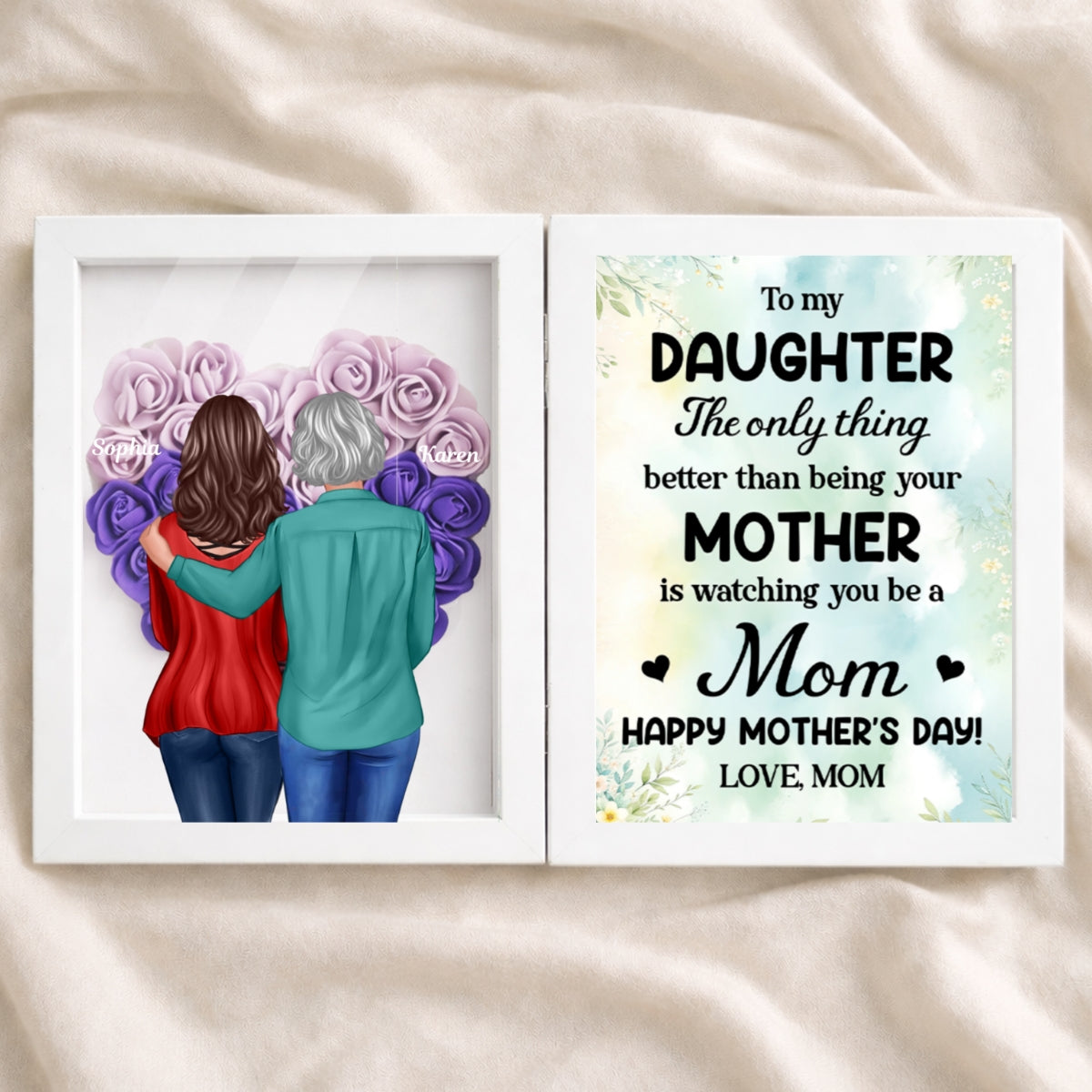 To My Daughter The Only Thing - Personalized Flower Shadow Box - Heartfelt Gift For Daughter