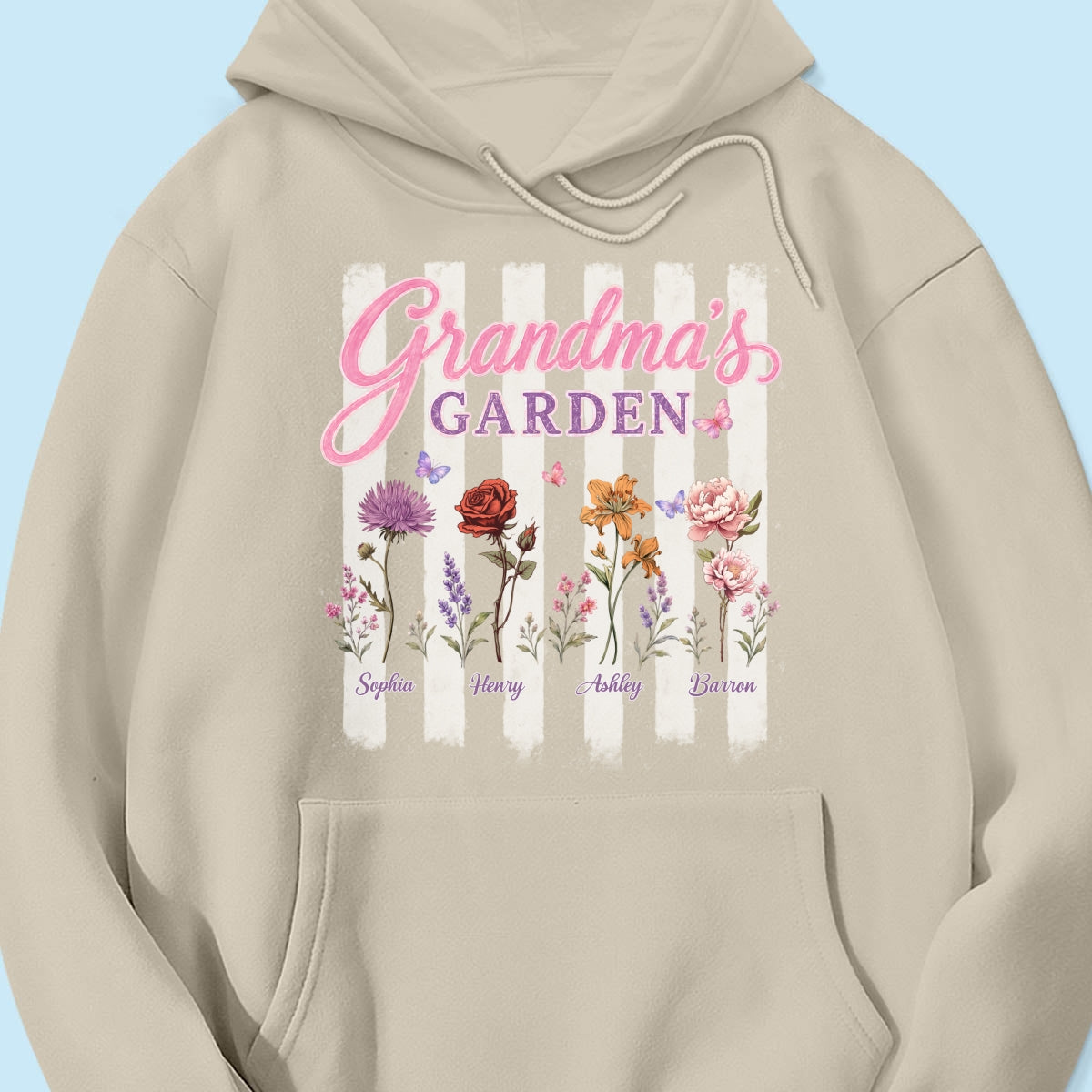 Grandma's Garden Preppy Stripe - Personalized Shirt - Trendy Summer Tee for Grandma